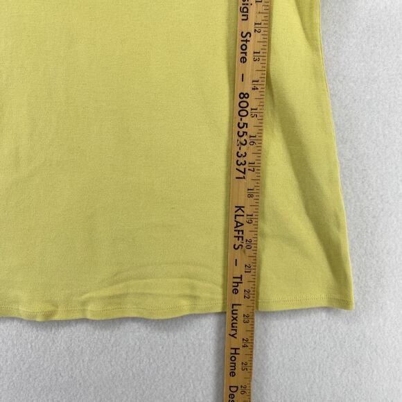 EILEEN FISHER Top PM Organic Cotton Ribbed Jersey Scoop Neck Short Sleeve Yellow - Picture 10 of 11